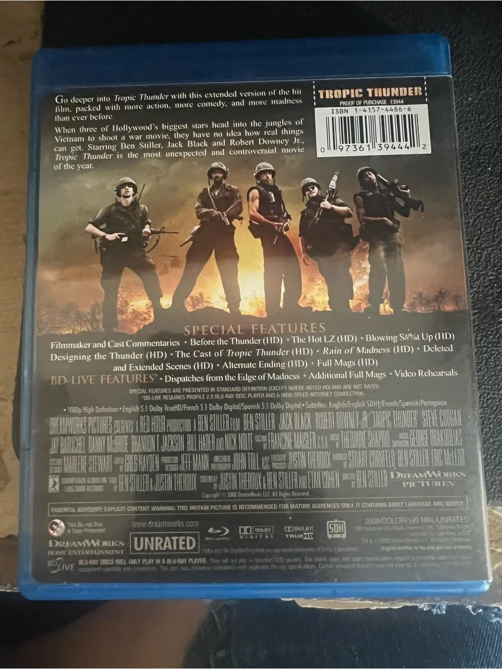 Dreamworks Tropic Thunder Director's Cut Blu-ray - Black & Blue